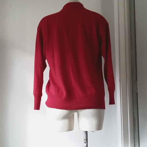 Vintage Anne Klein 100%Cashmere Polo/Long Slvs/Red/Med.Ships Dec 16th earliest - Picture 4 of 6